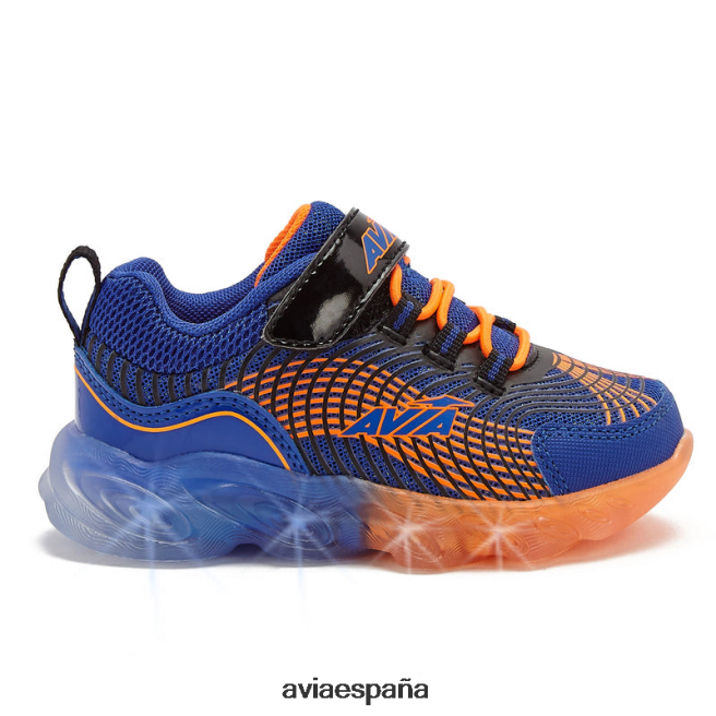 Avia chico niño pequeño avi-ignite DVTT6689 azul marino/negro/naranja iluminar las zapatillas de deporte