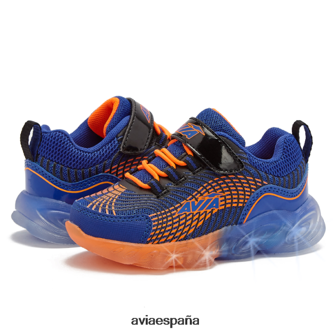 Avia chico niño pequeño avi-ignite DVTT6689 azul marino/negro/naranja iluminar las zapatillas de deporte